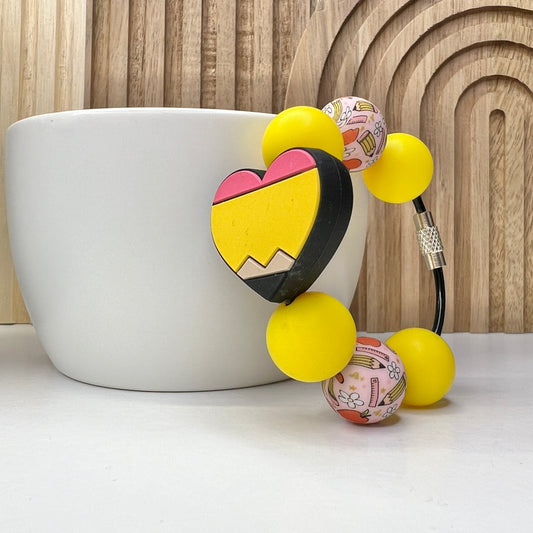 Pencil Heart Cup Charm